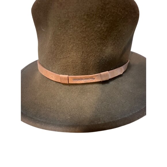 Mens Woolrich Small Brown Crushable Water Repellant Hat With Tan Leather Band - Picture 3 of 8